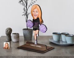 BK Gift Kişiye Özel Ponpon Kız Karikatürlü Ahşap Biblo-1 , Arkadaşa Hediye , Sevgiliye Hediye, Kişiye Özel Biblolar