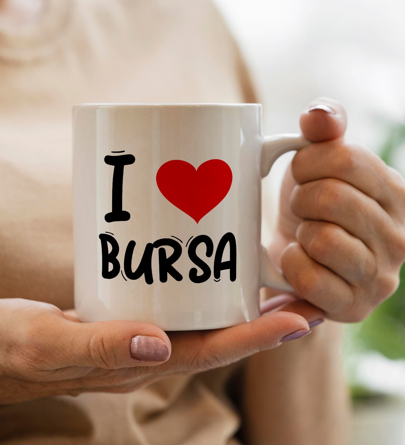 BK Gift I Love Bursa Tasarımlı Beyaz Kupa Bardak