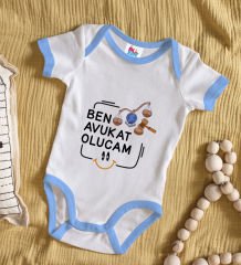 BK Kids Avukat Olucam Tasarımlı Mavi Bebek Body Zıbın-1