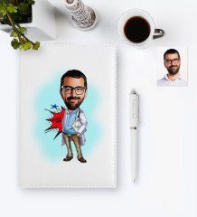 Kişiye Özel Bay Başhekim Karikatür 2023 Deri Ajanda & Kalem Hediye Seti - 1