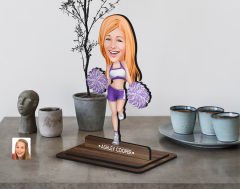 BK Gift Kişiye Özel Ponpon Kız Karikatürlü Ahşap Biblo-2 , Arkadaşa Hediye , Sevgiliye Hediye, Kişiye Özel Biblolar