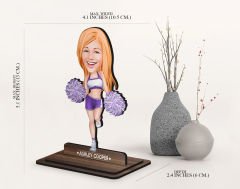 BK Gift Kişiye Özel Ponpon Kız Karikatürlü Ahşap Biblo-2 , Arkadaşa Hediye , Sevgiliye Hediye, Kişiye Özel Biblolar