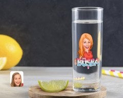 Kişiye Özel Renkli Baskılı Kadın Karikatürlü Vodka Bardağı-76
