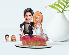 Kişiye Özel Evleniyoruz Karikatürlü Ahşap Biblo Model-10