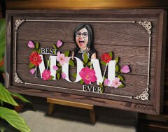 BK Gift Özel Yapım Kabartma Figür Temalı Karikatür Anneler Günü Meşe Ağacı Ahşap Tablo, Anneler Günü Hediyesi, Anneye Hediye-2