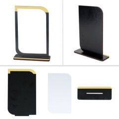 Sublimasyon Metal Baskılı Siyah Ahşap Plaket - Beyaz Metalli