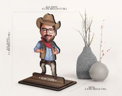 BK Gift Kişiye Özel Kovboy Karikatürlü Ahşap Biblo-4 , Arkadaşa Hediye , Sevgiliye Hediye, Kişiye Özel Biblolar
