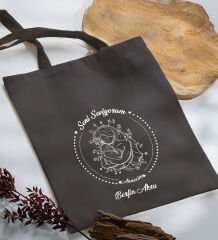 BK Gift Kişiye Özel İsimli Anneler Günü Tasarımlı Antrasit Kumaş Bez Çanta, Baskılı Omuz Çantası, Alışveriş Çantası, Anneler Günü Hediyesi, Anneye Hediye-8