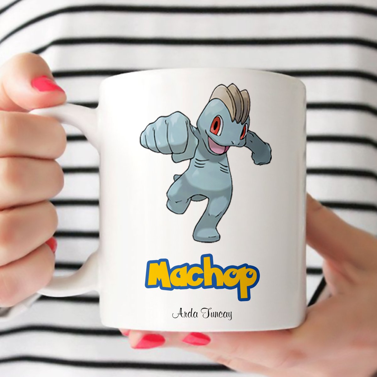 Kişiye Özel Pokemon Machop Beyaz Kupa Bardak
