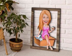 BK Gift Kişiye Özel Kadın Patron Karikatürlü 3D Ahşap Tablo, Sevgiliye Hediye, Arkadaşa Hediye, Yıl Dönümü Hediyesi, Doğum Günü Hediyesi-7