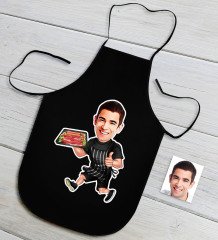 Kişiye Özel Bay Chef Karikatürlü Siyah Mutfak Önlüğü-2