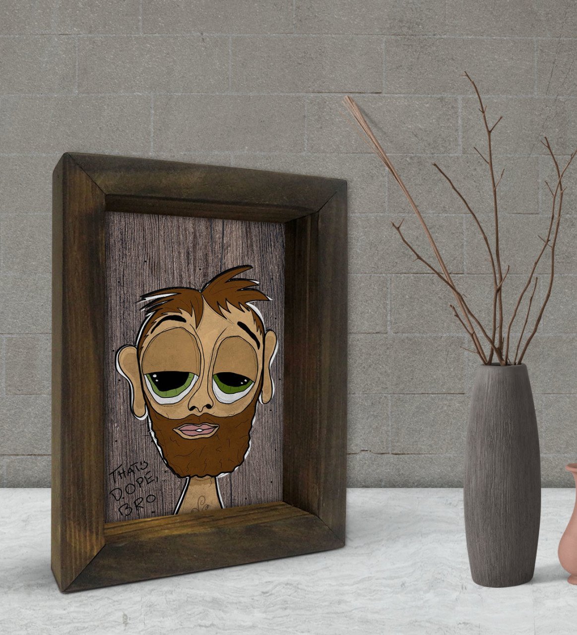 BK Gift Hobo Guy Tasarımlı Dekoratif Doğal Masif Ahşap Çerçeve 15x20cm-1