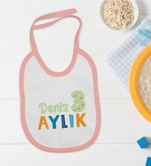 BK Kids Kişiye Özel Pembe Bebek Mama Önlüğü - Model 173