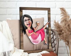 BK Gift Kişiye Özel Kadın Patroniçe Karikatürlü 3D Ahşap Tablo, Sevgiliye Hediye, Arkadaşa Hediye, Yıl Dönümü Hediyesi, Doğum Günü Hediyesi-1