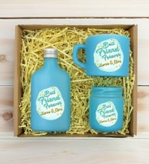 BK Gift Kişiye Özel İsimli DTF Best Friend Temalı Turkuaz Kahve Fincanı & Kolonya & Mum Hediye Seti-2, Arkadaşa Hediye, Doğum Günü Hediyesi