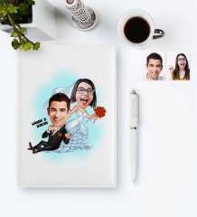 Kişiye Özel Evleniyoruz Karikatür 2023 Deri Ajanda & Kalem Hediye Seti - 2