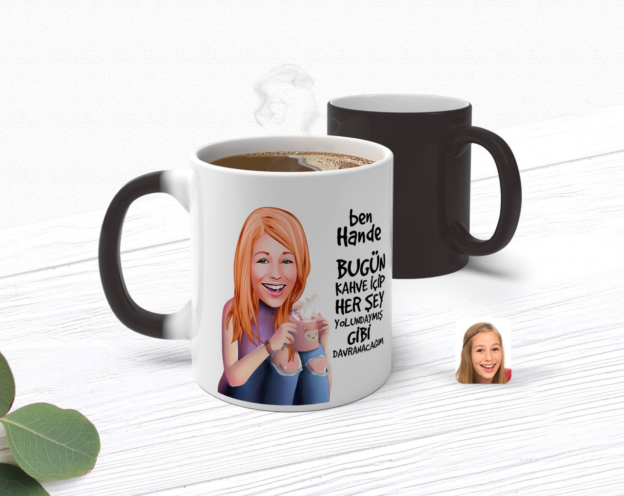 Kişiye Özel Kadın Her Şey Yolundaymış Gibi Karikatürlü Sihirli Kupa Bardak-4