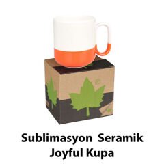 Sublimasyon Seramik Turuncu Joyful Kupa - Kutulu