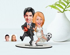 Kişiye Özel Sevgililer Karikatürlü Ahşap Biblo Model-15