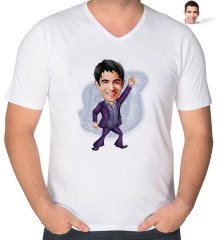 Kişiye Özel Erkek Dansçı Karikatürlü V Yaka Tişört-1