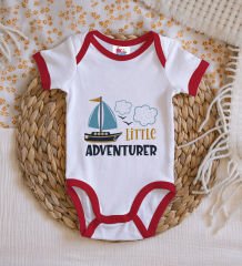 BK Kids Little Adventurer Tasarımlı Kırmızı Bebek Body Zıbın-1