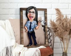 BK Gift Kişiye Özel Kadın Polis Karikatürlü 3D Ahşap Tablo, Sevgiliye Hediye, Arkadaşa Hediye, Yıl Dönümü Hediyesi, Doğum Günü Hediyesi-1