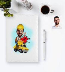 Kişiye Özel Bay Yol Mühendisi Karikatür 2023 Deri Ajanda & Kalem Hediye Seti - 1