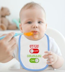 BK Kids Uyku Off Tasarımlı Mavi Bebek Body Zıbın ve Mama Önlüğü Hediye Seti-1