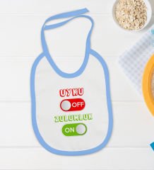 BK Kids Uyku Off Tasarımlı Mavi Bebek Body Zıbın ve Mama Önlüğü Hediye Seti-1