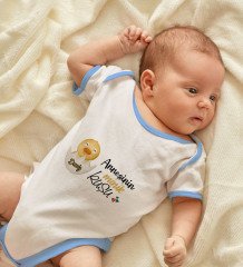 BK Kids Kişiye Özel Mavi Bebek Body Zıbın - Model 80