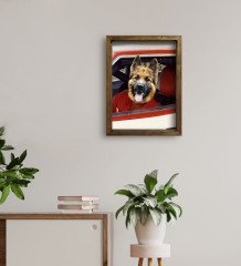 Evcil Dostlara Özel Nascar Pilot Tasarımlı Portre Doğal Masif Ahşap Çerçeveli Tablo 45x65cm-2