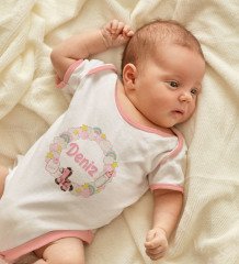 BK Kids Kişiye Özel İsimli Pembe Bebek Body Zıbın ve Kız Bebek Künyesi Hediye Seti-24