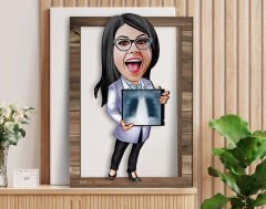 BK Gift Kişiye Özel Kadın Radyolojist Karikatürlü 3D Ahşap Tablo, Sevgiliye Hediye, Arkadaşa Hediye, Yıl Dönümü Hediyesi, Doğum Günü Hediyesi-1