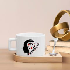 BK Gift Kişiye Özel İsimli Psikiyatrist Tasarımlı-3, Ahşap Altlıklı Seramik Fincan, Meslek Hediyesi, Yeni İş Hediyesi