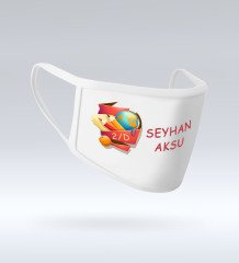 Çocuklara Özel İsimli Sınıflı Yıkanabilir Beyaz Okul Maskesi-1