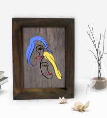 BK Gift Woman Line Tasarımlı Dekoratif Doğal Masif Ahşap Çerçeve 15x20cm-1