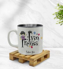 Kişiye Özel Evin Prensi Tasarımlı İçi Siyah Renkli Kupa Bardak Model 1