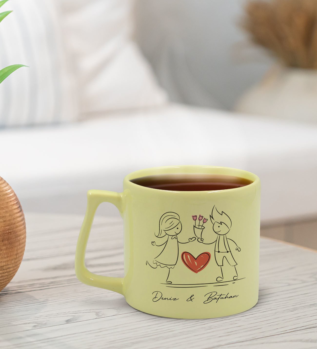 BK Gift Kişiye Özel Sevgili İsimli Pastel Sarı Middle Kupa Bardak, Arkadaşa Hediye, Ev Hediyesi, Doğum Günü Hediyesi, Ofis Hediyesi-1