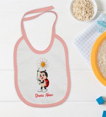 BK Kids Kişiye Özel Pembe Bebek Mama Önlüğü - Model 178