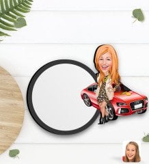 Kişiye Özel Kadın Patron Karikatürlü Ahşap Bardak Altlığı-2