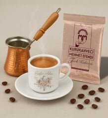 BK Gift Kişiye Özel İsimli Çiçek Tasarımlı Türk Kahvesi Fincanı & Bakır Cezve & Türk Kahvesi Seti-19, Arkadaş Hediye, Sevgiliye Hediye