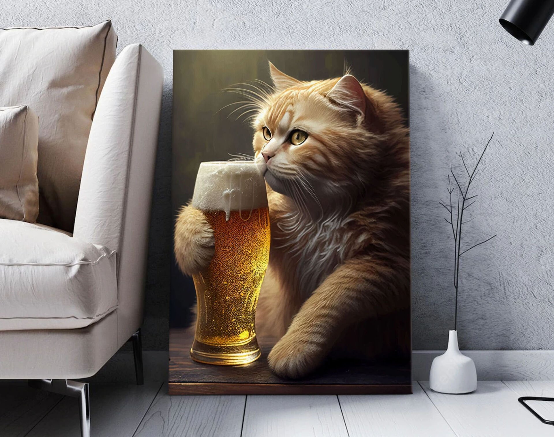 BK Gift  Beer Tasarımlı Kanvas Tablo-1 50x70cm Ev Dekorasyonu, Ev Hediyesi