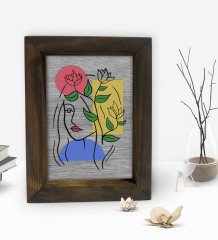 BK Gift Woman Line Tasarımlı Dekoratif Doğal Masif Ahşap Çerçeve 15x20cm-4