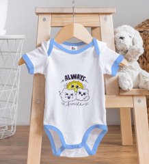 BK Kids Always Smile Tasarımlı Mavi Bebek Body Zıbın-1