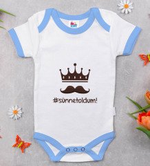 BK Kids Sünnet Oldum Tasarımlı Mavi Bebek Body Zıbın-1