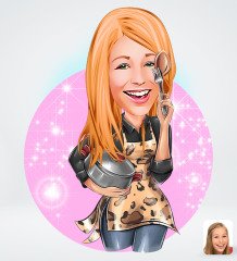 Kişiye Özel Kadın Aşçı Karikatürlü Sosyal Medya Dijital Profil Fotoğrafı - Model 2