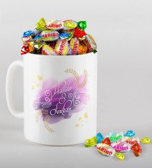 Kişiye Özel Sevgililer Günü Beyaz Kupa ve Haribo Şeker Hediye Seti-121