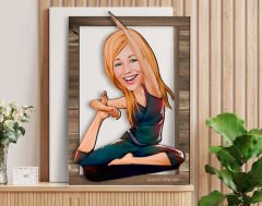 BK Gift Kişiye Özel Kadın Yoga Karikatürlü 3D Ahşap Tablo, Sevgiliye Hediye, Arkadaşa Hediye, Yıl Dönümü Hediyesi, Doğum Günü Hediyesi-2