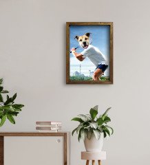 Evcil Dostlara Özel Tenis Oyuncusu Tasarımlı Portre Doğal Masif Ahşap Çerçeveli Tablo 45x65cm-4
