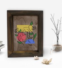BK Gift Woman Line Tasarımlı Dekoratif Doğal Masif Ahşap Çerçeve 15x20cm-6